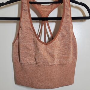 Large PINK Women's Heathered Brown Sports Bra
